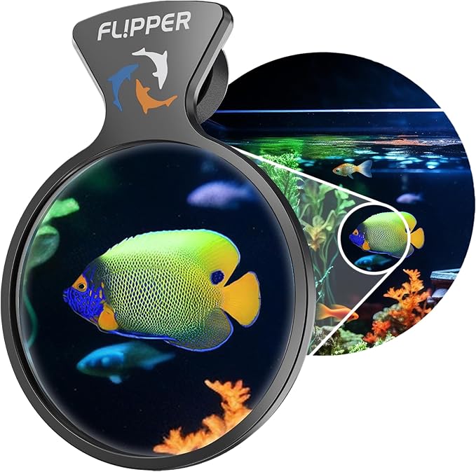 FL!PPER Flipper DeepSee Viewer MAX 5" Black - Coral and Fish Magnifier for Reef Tank and Freshwater Aquarium Photography and Videography - Magnetic Magnifying Glass