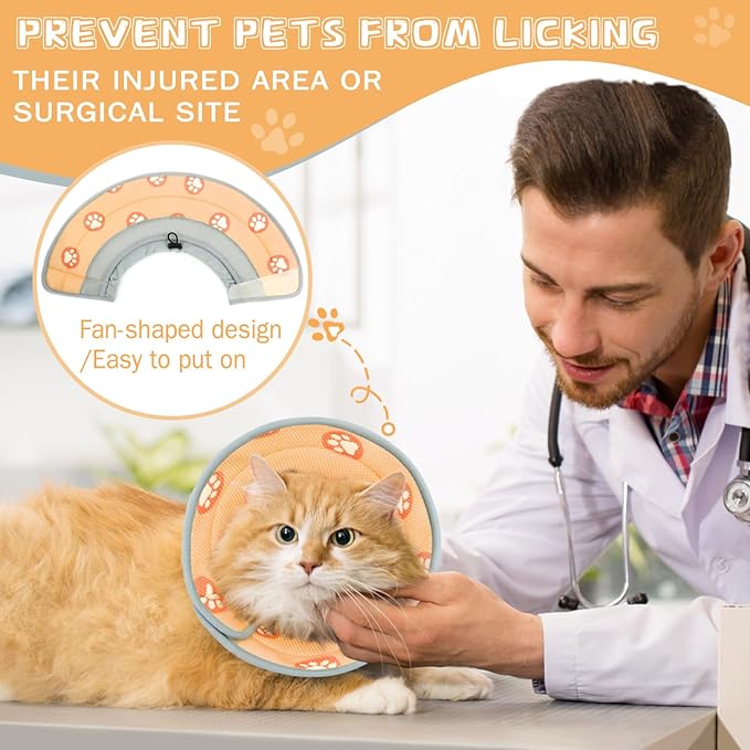 Cat Cone Collar Soft to Stop Licking After Surgery Cat Recovery Collar for Small Large Cats Adjustable Elizabethan Collar