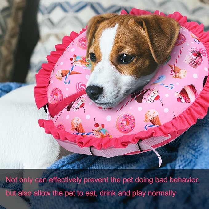 CuteBone Inflatable Dog Collar Alternative for Large Dogs After Surgery-Double Adjustable Neck Range P23SO00102L