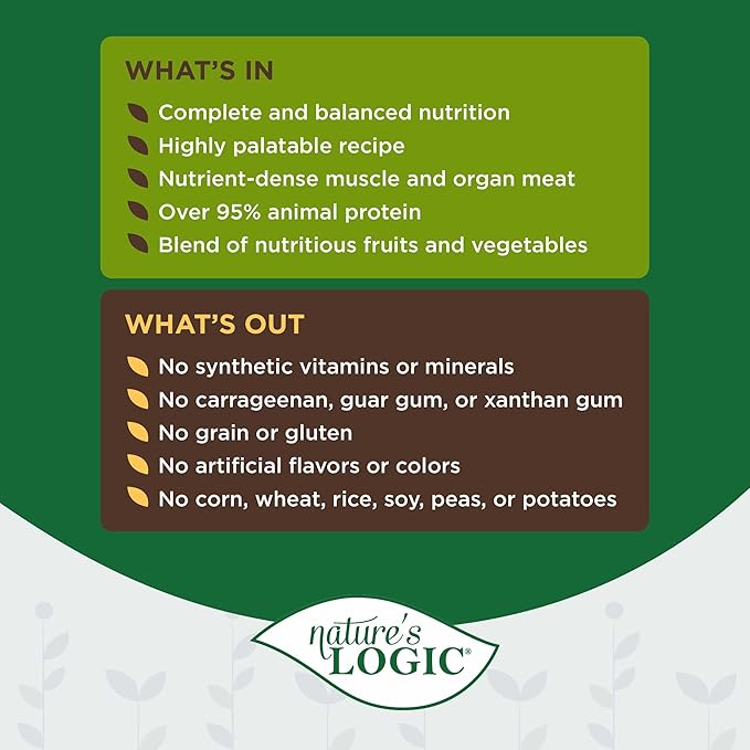 Nature's Logic Grain-Free Canned Dog Food - 95% Animal Proteins - 100% Natural Wet Dog Food Cans - No Common Allergens - All Life Stages - Ideal for Sensitive Dogs - Venison (13.2 oz, 12 pack)