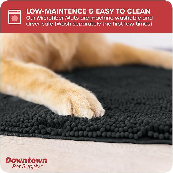 My Doggy Place Microfiber Dog Mat for Muddy Paws, 31" x 20" Charcoal - Absorbent and Quick-Drying Dog Paw Cleaning Mat, Washer and Dryer Safe - Non-Slip Rubber Backed Dog Floor Mat, Medium