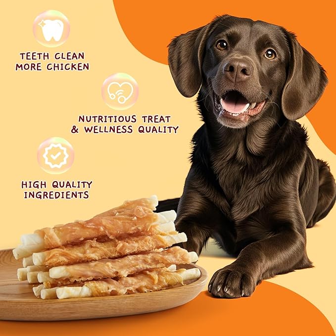 Jungle Calling Dog Treats, Chicken Wrapped Rawhide Sticks for Dogs, Delicious and Nutritious Training Reward Treats and Dog Chews Snacks, 6 oz