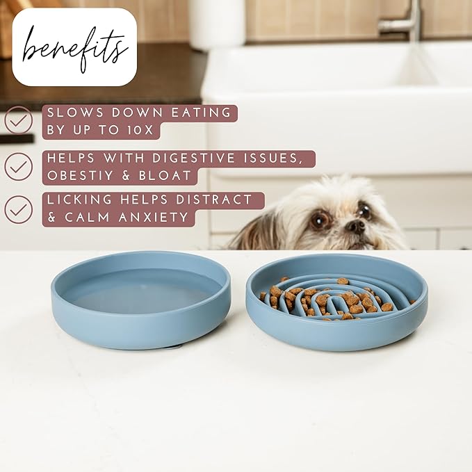 The Slowdown Bowl Silicone Slow Feeder for Cats & Kittens, Slow Eating Mealtime Solution with Lick Modern Mat Design, Reduces Gulping, Fits 1 Cup 6” Across x 1.25” Tall, Small-Terracotta