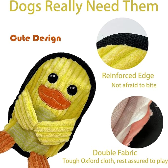 Squeaky Dog Toys 3 Pack, Soft and Tough Dog Plushes, No Stuffed Toy Sets, Durable Pet Chew Toys for Small, Medium and Large Dogs Interact and Reduce Boredom