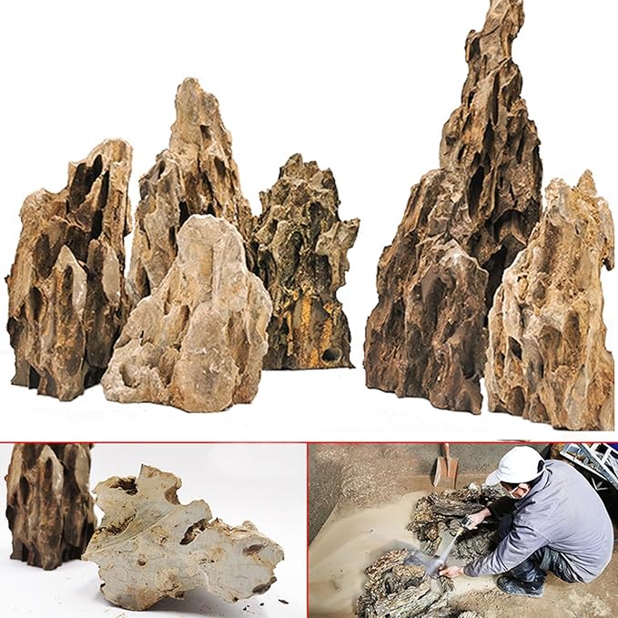 Unocho Aquarium Stone Rocks Dragon Stone Rock 10LB Aquarium décor Rocks Aquascaping Stone Fish Rocks for Aquariums Landscaping Model Tank Decoration-2-6 inches