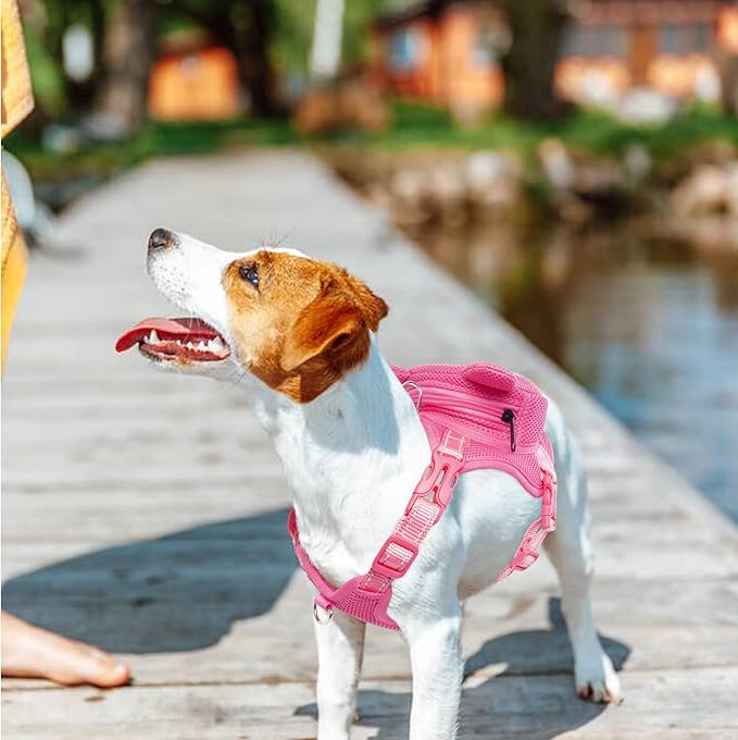 IDOMIK Dog Backpack Harness, No-Pull Dog Backpack with D-Ring for Small Medium Dogs, Cute Self Carrier Backpack for Dogs to Wear, Adjustable Dog Harness Backpack for Traveling Camping Hiking,Pig,XS