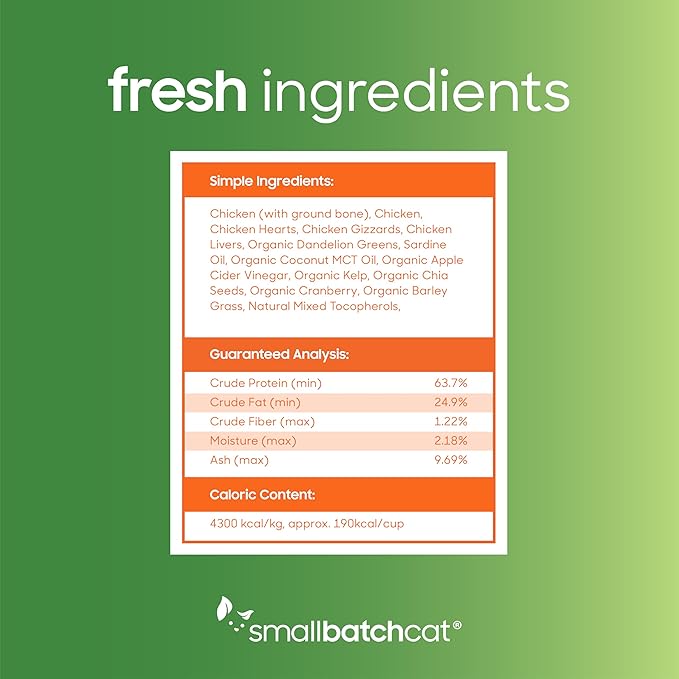 smallbatch Pets Freeze Dried Cat Treats, Raw Dry Cat Food Bites, Chicken Recipe, High Protein Food Topper or Training Treats for Cats, Humanely Sourced Meat, Made in The USA, Non GMO, 10 oz Bag