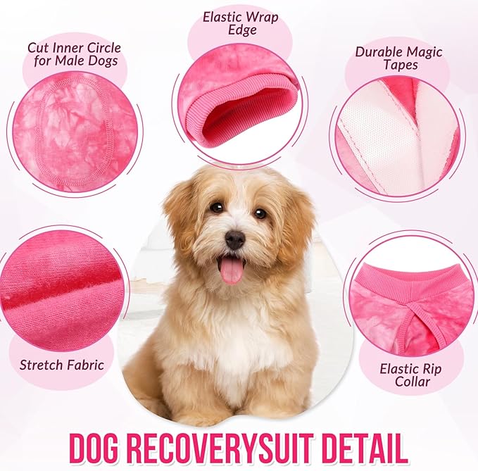 Lukovee Recovery Suit for Dogs, Onesie Surgery Recovery Suit for Female Male Dogs, Abdominal Wounds Cone E-Collar Alternative Prevent Licking Spay Recovery Suit (Pink,XX-Large)