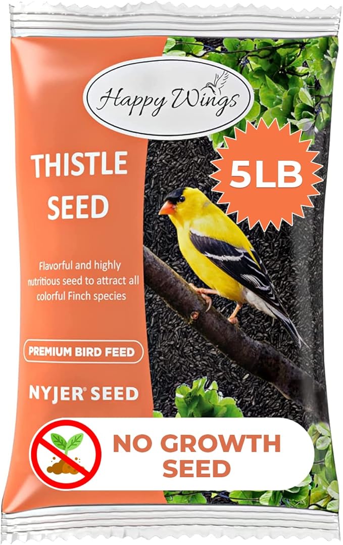 Nyjer/Thistle Seeds Wild Bird Food - 5 Pounds I No Grow Seed I Bird Seed for Wild Birds