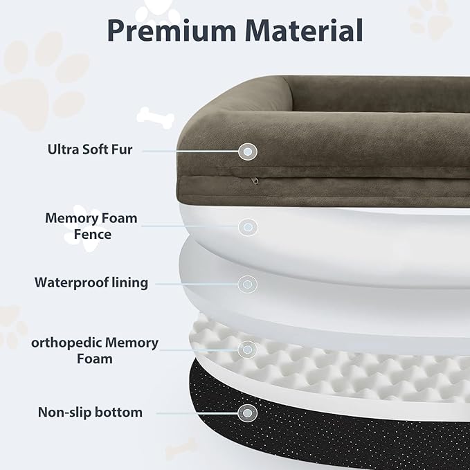 WNPETHOME Human Dog Bed for Adult, Washable Dog Couch with Removable Waterproof Cover, Orthopedic Large Pet Sofa Bed with Bolster Sides for Sleeping