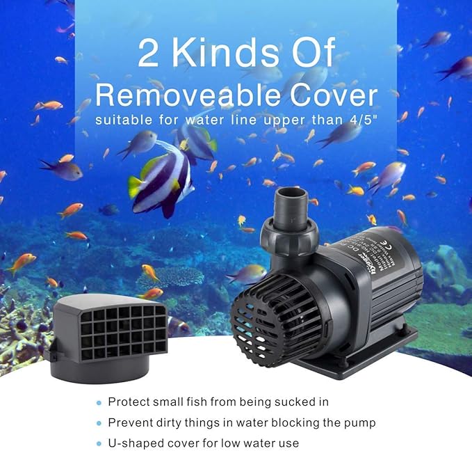 hygger 24V DC Water Pump Inline Submersible Saltwater Aquarium Pump with Controller Return Pump for Sump Tank 2650 GPH