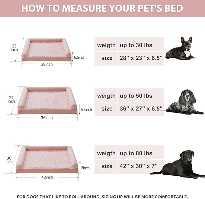 BFPETHOME Dog Beds for Large Dogs, Orthopedic Dog Bed for Medium Large Dogs,Big Waterproof Couch Pet Bed with Removable Washable Cover