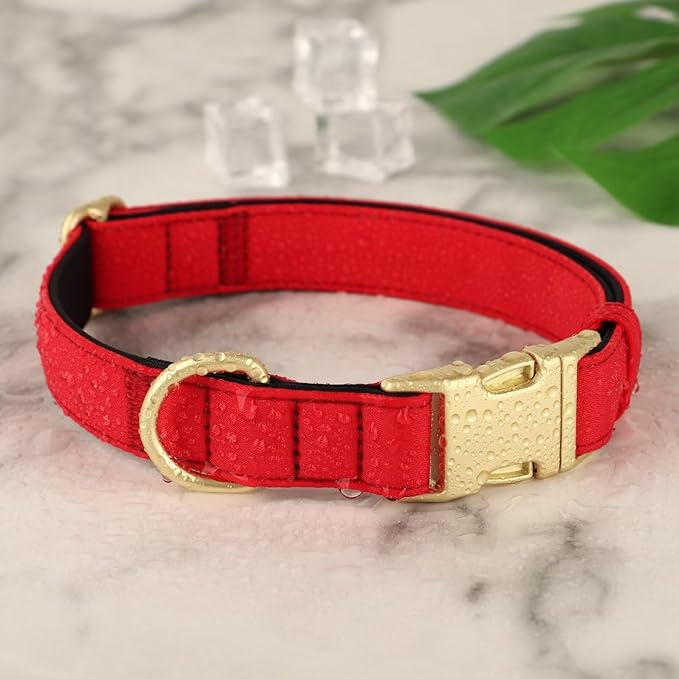 Didog Soft Padded Dog Collar for Large Dogs, Colorful and Durable Pet Collar with Quick Release Buckle, Light and Breathable for Daily Walking, Red, L
