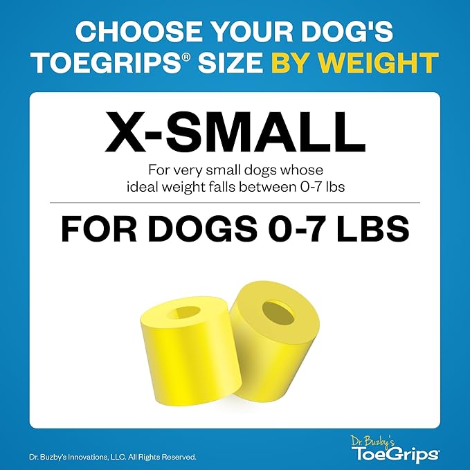 Dr Buzby's XSmall ToeGrips for Dogs - Instant Traction on Wood/Hardwood Floors - Anti Slip Relief - Grippers for Senior Dogs - Stop Sliding Instantly - Rubber Nails for Paws - 1 Pack (20 Grips)