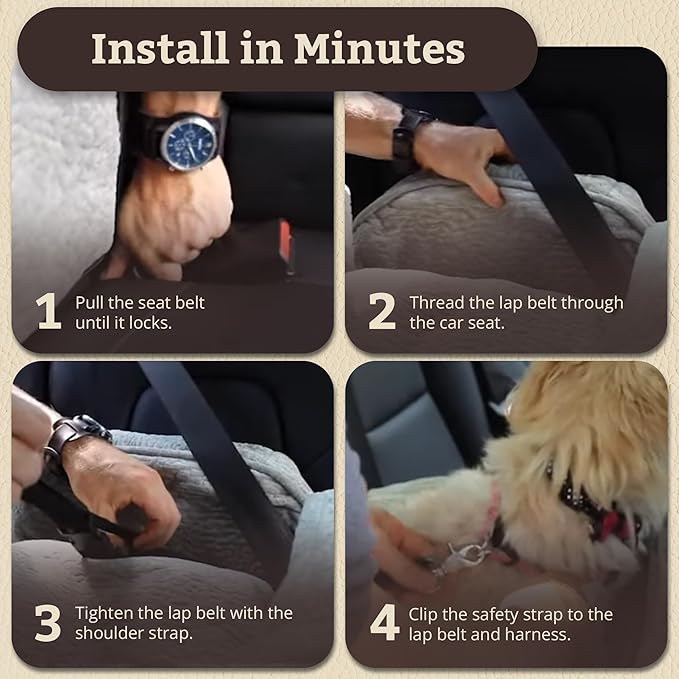 Snoozer Lookout I Dog Car Seat - Dog Car Seats for Small Dogs, Puppy Booster Bed for Small Sized Pets up to 18 Lbs, Elevated, Washable - Size S, Birch Diamond