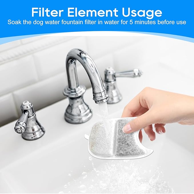 8+8 Set Cat Water Fountain Filters & Pump Sponges for 135 fl oz/4L Wilreless Cat Water Fountain, Replacement Filters & Sponges Pet Drinking Fountain Battery Operated for YPD-C004S,YPD-C004P