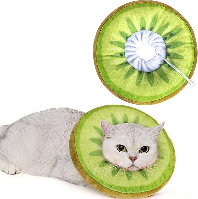 ANWA Adjustable Cat Cone Collar Soft, Cute Cat Donut Collar After Surgery, Kitten Recovery Cones to Stop Licking