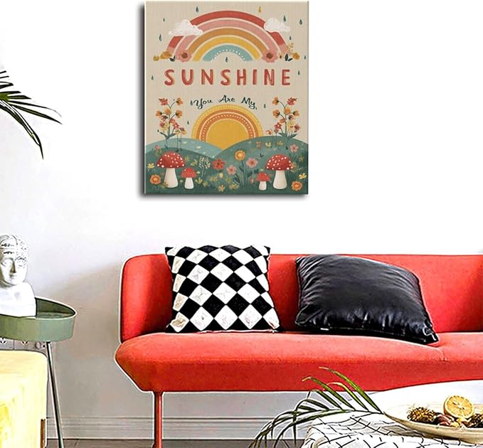 You Are My Sunshine Inspirational Canvas Wall Art Motivational Encouragements Wall Decor First Communion Gifts for Girls Boys Toddler Teens Pictures Painting Print Artwork Framed Decorations Nursery Dorm Bedroom 20"x24"