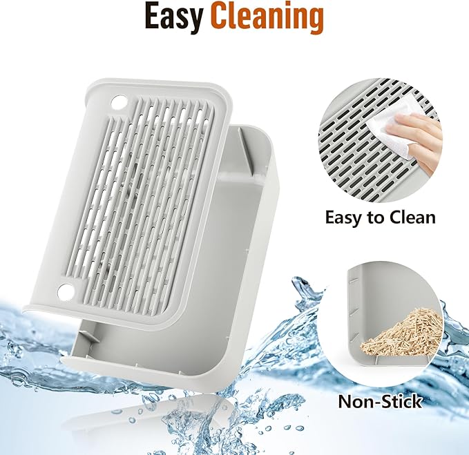 Cat Litter Box Step, Cat Litter Box Ramp Mat with Filter Function for Self-Cleaning Cat Litter Box, Easy to Clean, Cat Pedal Step Stool Ideal for Kitten & Elderly Cats (Light Grey)