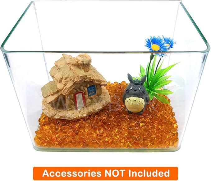 WAYBER Glass Stones, 1Lb/460g Irregular Sea Glass Pebbles Non-Toxic Artificial Crystal Stones for Vase Filler/Aquarium Decoration/Gems Displaying/Wishing Bottle Making, Orange