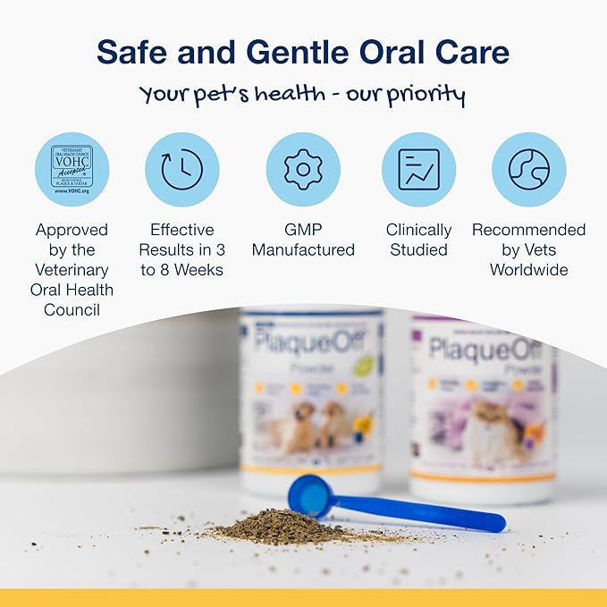 ProDen PlaqueOff Powder for Pets - Cat & Dog Breath Freshener - Plaque & Tartar Remover for Pet Oral Care - 60g