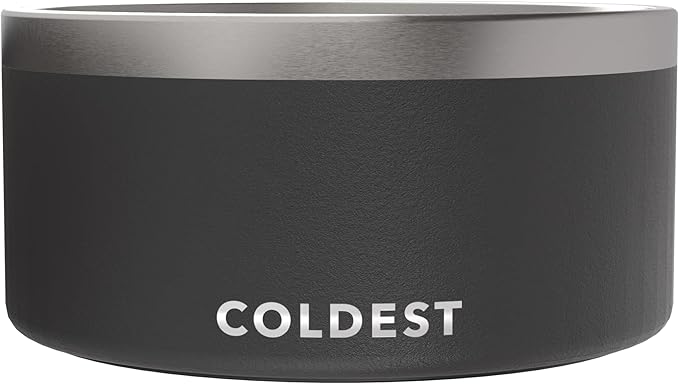 Coldest Dog Bowl - Anti Rust Metal, Non Slip, 3 Layers Insulated Stainless Steel Dog Bowls - Spill Proof & Heavy Duty - Water Bowl for Dogs, Cats & Pets, Dish Washer Safe (200 oz, Stealth Black)