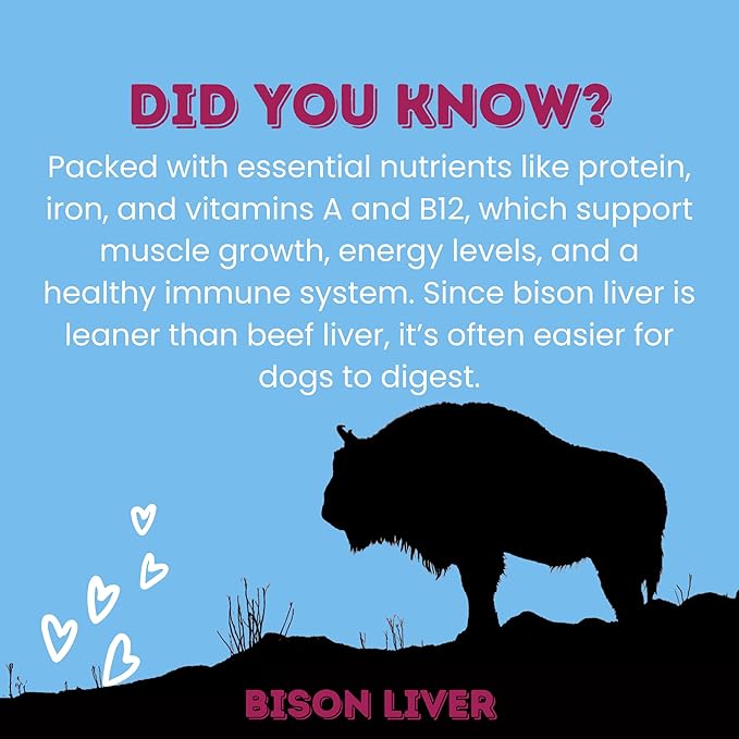 hotspot pets Freeze Dried Bison Liver Treats for Cats & Dogs - 1 Pound Big Bag,Made in USA, Single Ingredient All Natural, Grain-Free Bison Liver - Perfect for Training, Topper or Snack