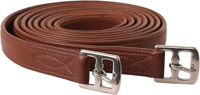 Exion FlexiStrong Stirrup Leathers for English Saddles – 1" Premium Calfskin with Nylon Core – Numbered Holes, Stainless Steel Buckles – Black/Brown – Horse Riding Gear (48"/120cm to 62"/155cm)