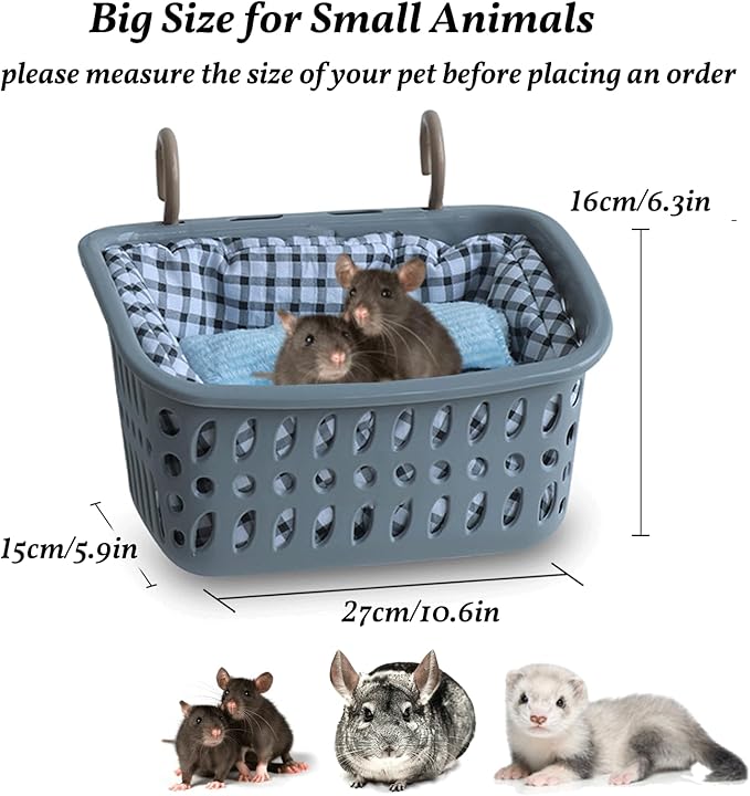 JWShang Rat Hammock for Cage, Chew Proof Hanging Basket Bed with Sturdy Hooks, Pet Cage Accessories, Safe Cozy Small Animal Rodent Hammock for Sugar Glider Mice Snuggling Sleeping