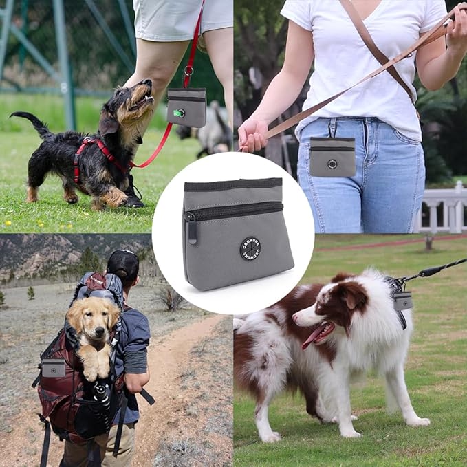 COOWONE Dog Treat Pouch with Pet Training Clicker, Detachable Dog Puppy Training Treat Bag, 900D Oxford Cloth Magnetic Closure Small Dog Poop Bag Holder for Travel or Outdoor Use