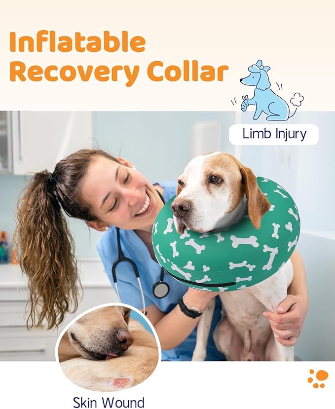 Supet Inflatable Dog Cone Collar Alternative After Surgery, Dog Neck Donut Collar Recovery E Collar for Neuter, Soft Dog Cone for Small Medium Large Dogs