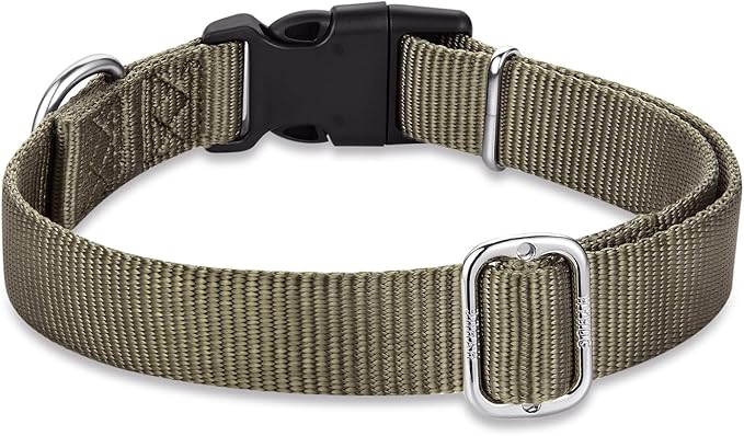 Hyhug Puppy Collar with Quick Release Buckle, Nylon Adjustable Durable Cute Dog Collar for Small Dogs, Male and Female(Small, Military Green)
