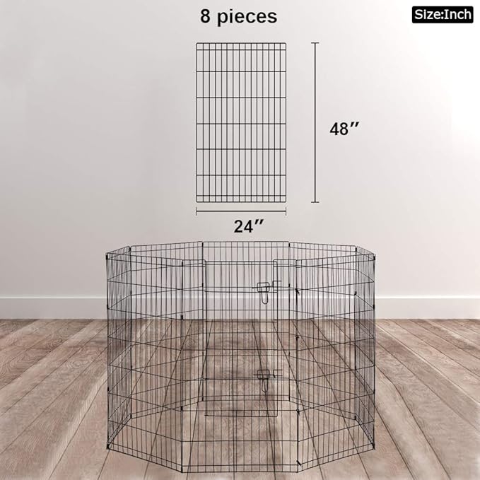 48 Tall Dog Playpen Crate Fence Pet Play Pen Exercise Cage -8 Pane