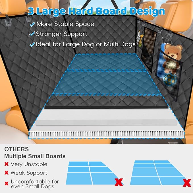 URPOWER Back Seat Extender for Dogs - Hard Bottom Dog Car Seat Cover Holds 420 lbs, Waterproof Dog Hammock Dogs Bed for Cars, SUVs & Small Trucks, Pet Backseat Protector with Mesh Window & Large Space