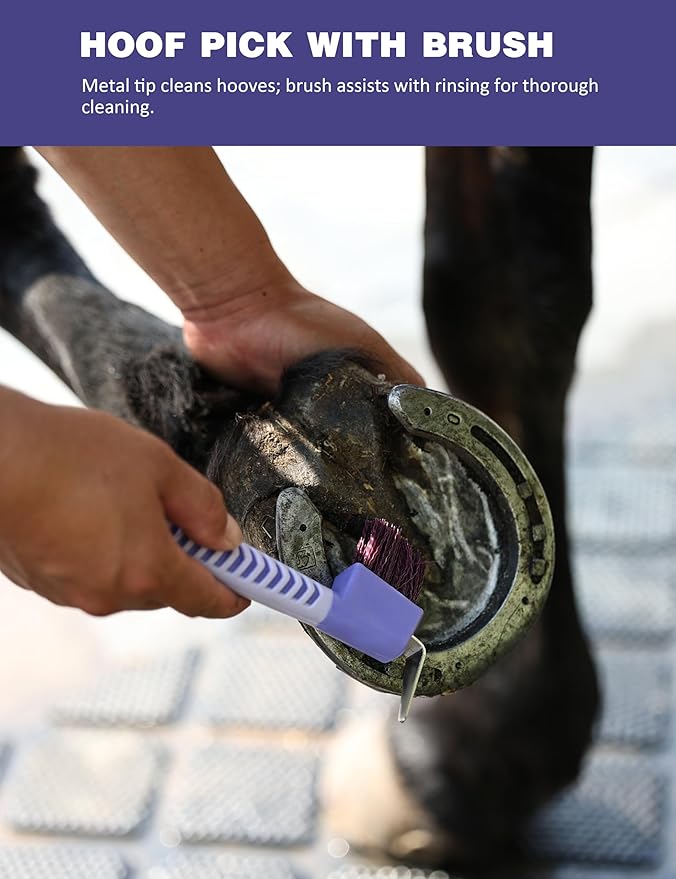 11PCS Horse Grooming Kit Curry Comb Sweat Scraper Horse Bathing Supplies Grooming Tools with Storage Bag Sugar Taro