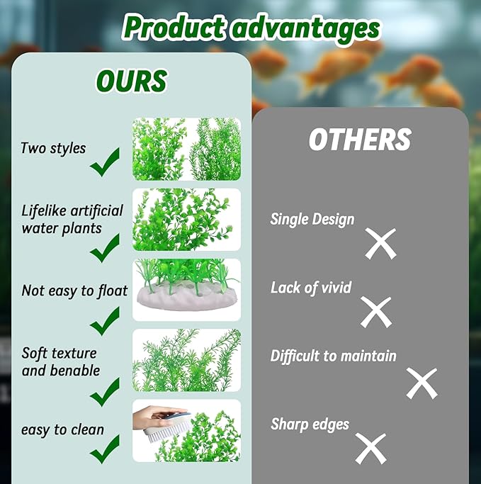 kathson 2PCS Extra Large Artificial Aquarium Plants,23 Inches Tall Fish Tank Decorations Plant Plastic Seaweed Decor Bendable Underwater Fish Tank Accessories Large Plants (Green)