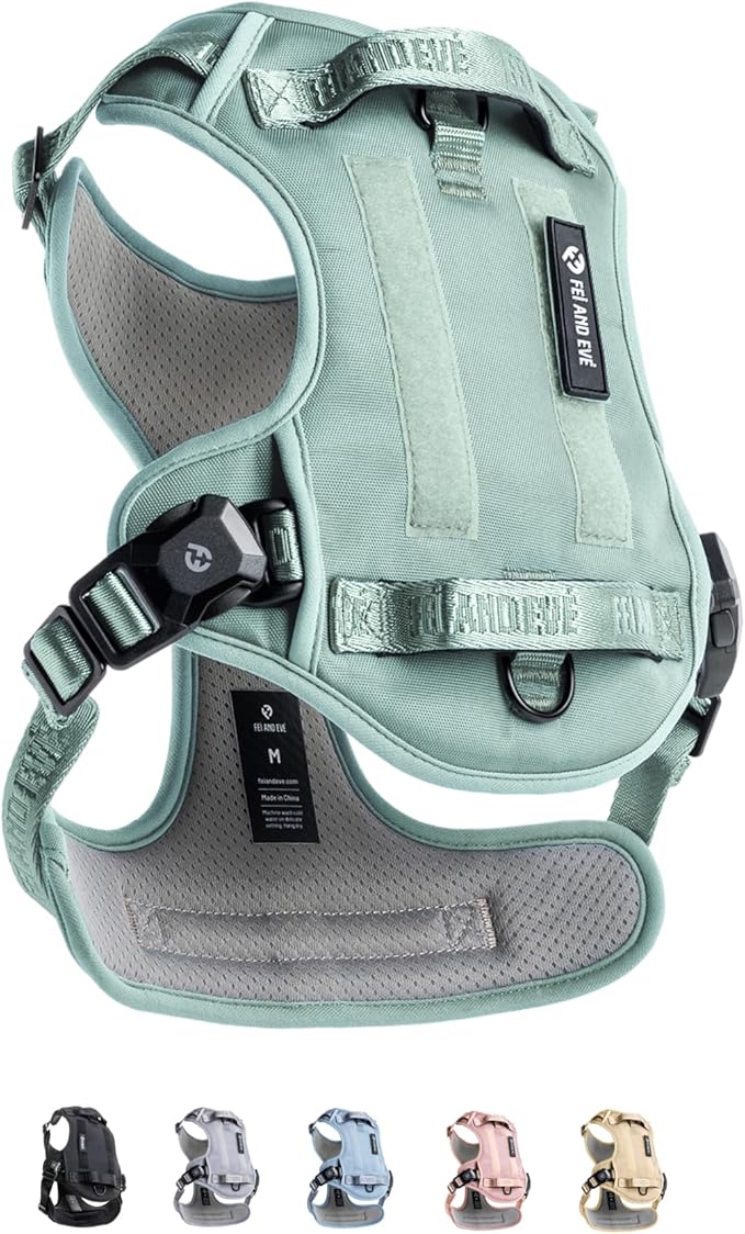 2025 New Edition, Fei & Eve MagEase Dog Harness - 3-Second Magnetic Buckles | 3-Point No-Pull Control | Heavy-Duty 900D Nylon | Dual Safety Handles | Breathable Mesh | Adjustable Fit | Medium, Green