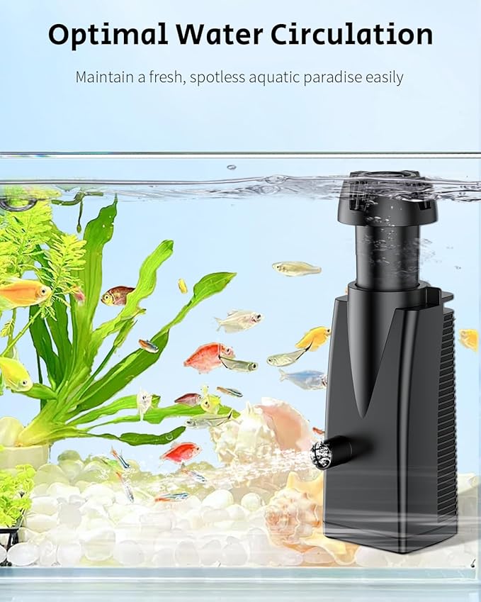 Pawfly 80 GPH 4 W Aquarium Surface Skimmer for Fish Tanks up to 92 Gallons, Aquarium Oil Film Processor, Fish Tank Filter with Bio Sponge & Suction Cups, Fish Tank Oil Skimmer, Oil Film Remover