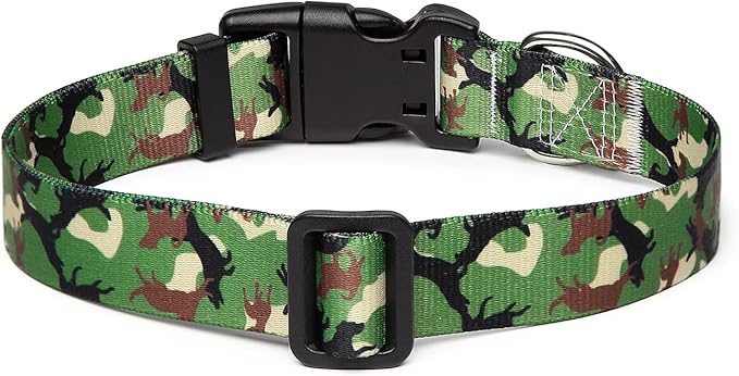 Mercano Adjustable Dog Collar - Special Design Patterns, Soft Nylon Comfortable Durable Pet Collar for Small Medium Large Dogs (S, Dog Camouflage Green)