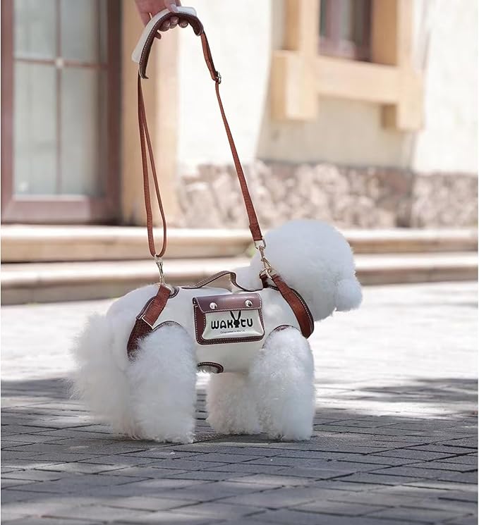 Dog Lift Harness Dog Carrier VES Harness Adjustable Leash with Small Puppy Treat Bag,Fits Most Cars,L