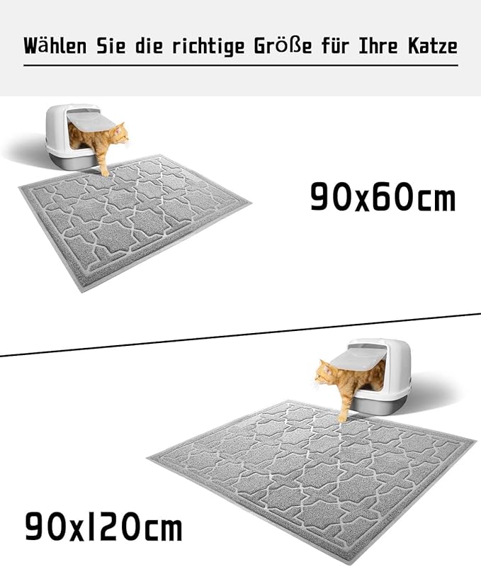 Yimobra Cat Litter Mat, 35.4"x23.6" Litter Box Mat with Litter Lock Mesh, Soft Cat Litter Mat Litter Trapping Mat, Easy to Clean, Non-Slip, Water Resistant, Litter Free Floors, Grey