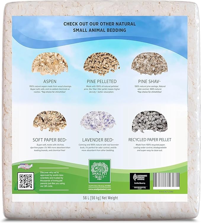 Small Pet Select White Paper Bedding 56L, Litter for Rabbit, Guinea Pig, Hamster, Bunny and Other Small Animals, Made in USA, 56L