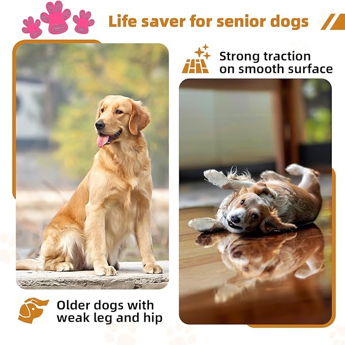 Non-Slip Dog Paw Protector Pads for Senior Dogs, Dog Paw Adhesive Pads on Hardwood Floor,Senior Pets Essentials with Strong Traction,Puppy Grippers,Pink,12 Sets 48 pc XL