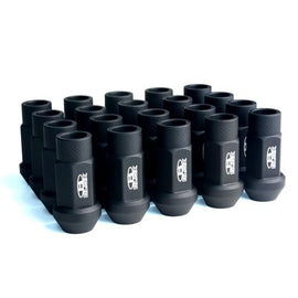 BLOX Racing Street Series Forged Lug Nuts - Flat Black 12 x 1.5mm - Set of 20 (New Design)