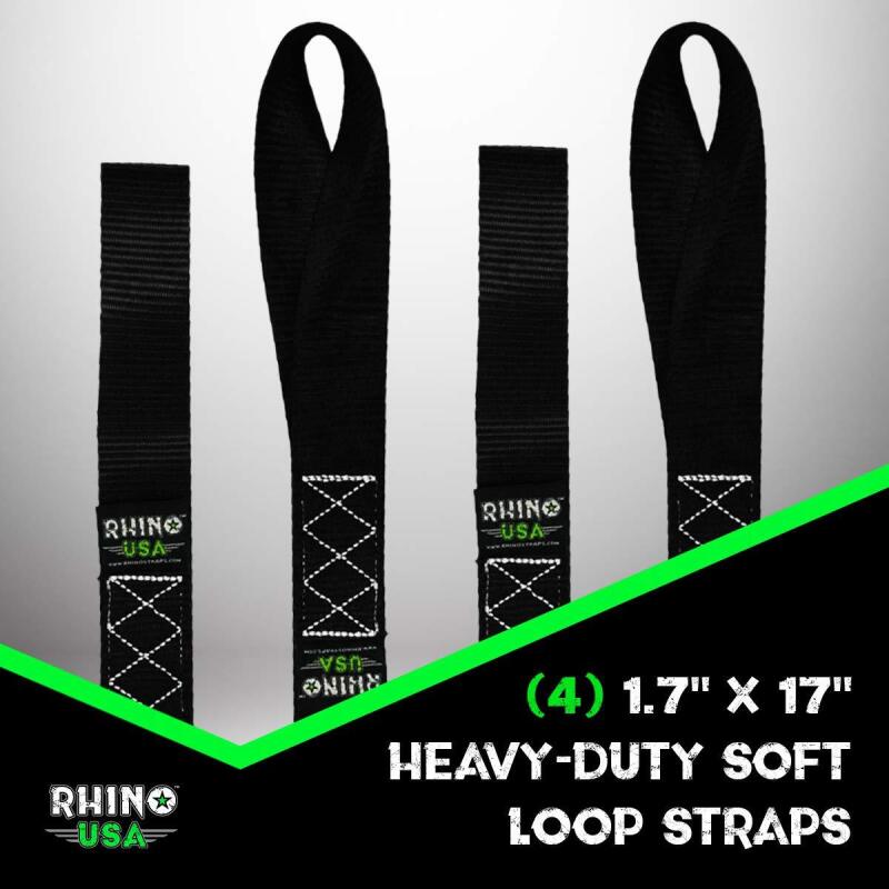 Rhino USA Soft Loops Motorcycle Tie-Down Set 4-Pack Gray
