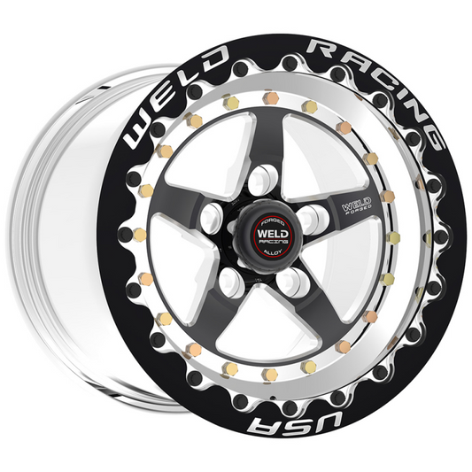 Weld Weldstar Beadlock 15x10/5x4.75/3.5 BS/3.18 HB-Black Center-Polished Shell-Black SBL MT Wheel