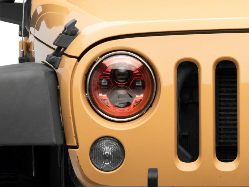 Raxiom 07-18 Jeep Wrangler JK 7-In LED Headlights- Red Housing- Clear Lens