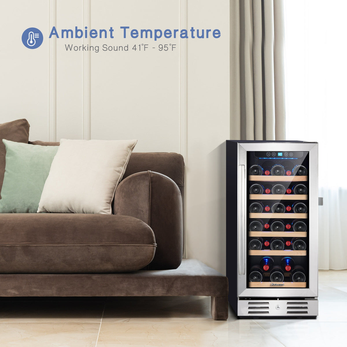 Kalamera 15'' Built-in 30 Bottle Wine Cooler