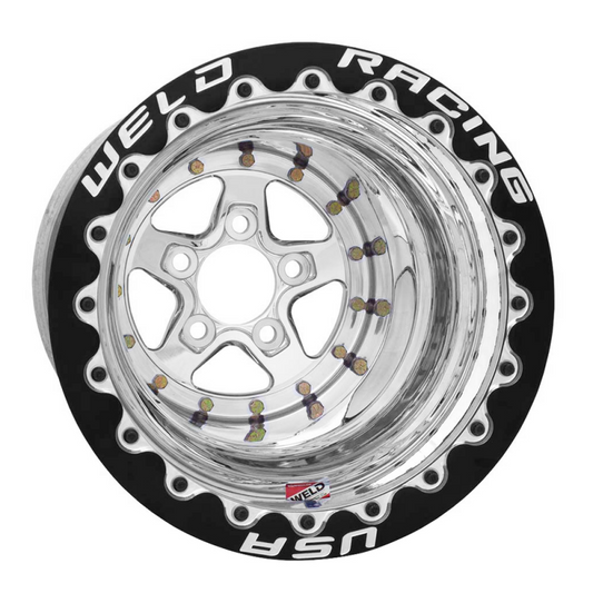 Weld Alumastar 2.0 15x14 / 5x5 BP / 6in. BS / Polished Wheel - Black Double Beadlock