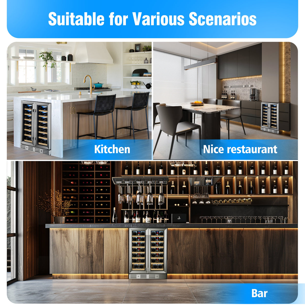 Kalamera 24'' Built-in French Door Wine Cooler